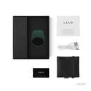 Lelo Tor 2 Vibrating Cock Ring Green in its packaging with accessories and user manual.