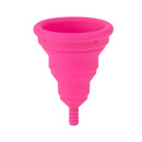 Intimina Lily Cup Compact Size B Menstrual Cup in pink, collapsible and made from medical grade silicone.