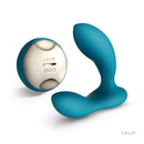 Lelo Hugo Remote Control Prostate Massager Ocean Blue with wireless remote, designed for hands-free prostate pleasure.