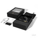 Lelo Bruno Prostate Massager Black packaging with accessories and user manual on display.
