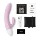 Lelo Kaya Originals Rabbit Vibrator Soft Pink with accessories included, USB cable, warranty card, and user manuals.