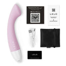 Lelo Moka Originals Soft Pink G-Spot Vibrator accessories including USB charger, user manual, and warranty card.