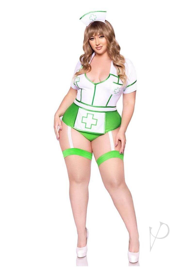 Nurse Feelgood 2pc 1x/2x Grn/wht-2