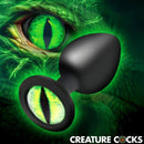 Creature Cocks Green Eye Silicone Butt Plug Medium with striking green cat-eye design.