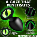 Creature Cocks Green Eye Silicone Butt Plug Medium with glass creature eye and slim neck design.