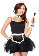 Leg Avenue 4 Piece French Maid Costume Kit Black and White model wearing the outfit with accessories.