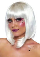 13" Pearl Short Natural Bob Wig with bangs, perfect for Halloween or cosplay by Leg Avenue
