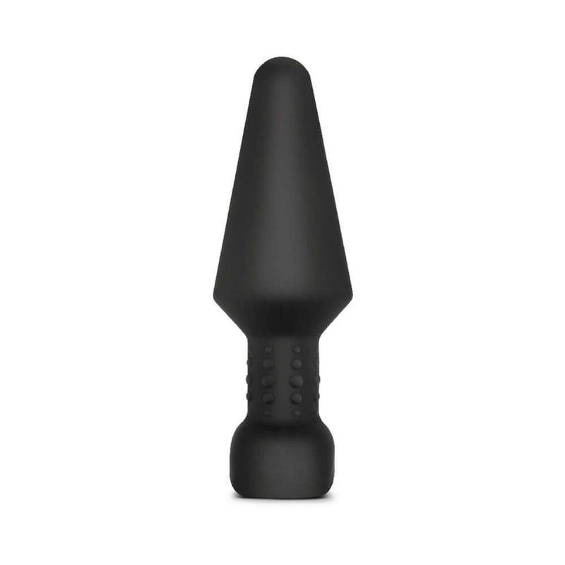 b Vibe Rimming XL Rotating and Vibrating Remote Control Plug Black on a white background