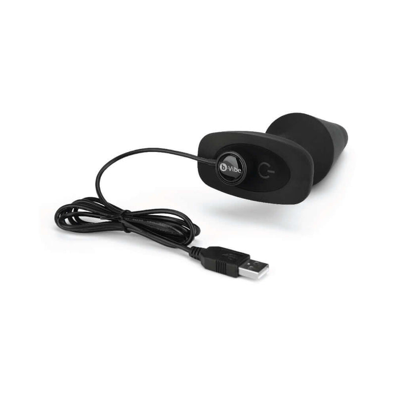 b Vibe Rimming XL Rotating and Vibrating Remote Control Plug Black with USB charging cable