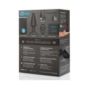 b Vibe Rimming XL Rotating and Vibrating Remote Control Plug Black packaging with features and instructions.