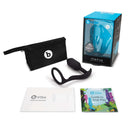 b-Vibe Snug & Tug Weighted Silicone Anal Plug with Cockring Black package including product, instructions, and storage bag.
