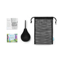 b-vibe Classic Enema 4-piece set including cleansing bulb, instructions, and storage bag.