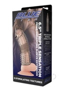 Blue Line Triple Sensation 6.5 Inch Penis Extension Smoke packaging featuring three distinct textures for enhanced pleasure.