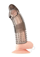 Blue Line Triple Sensation 6.5 Inch Penis Extension Smoke with textured design and suction base for enhanced pleasure.