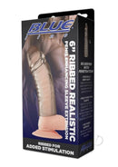 Blue Line 6 Inch Ribbed Penis Sleeve Extension Smoke packaging showcasing realistic and ribbed design for enhanced stimulation.