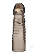 Blue Line 6 Inch Ribbed Penis Sleeve Extension Smoke for enhanced pleasure and stimulation.