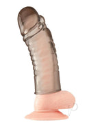 Blue Line 6 Inch Ribbed Penis Sleeve Extension Smoke offers ribbed texture for enhanced pleasure.