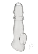 Blue Line Girthy 6.75 Inch Penis Sleeve Extension Clear for added girth and enhanced pleasure.