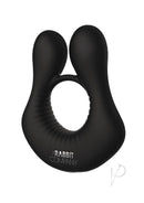 The Rabbit Company Deluxe Rabbit Vibrating Cock Ring Black designed for shared pleasure and external stimulation.