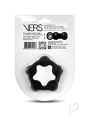 Vers Liquid Silicone Cock Ring Steel Motion Balls Black packaged showing unique design and features, ideal for enhanced sensation.