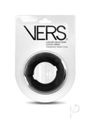 Vers Silicone Ball Stretcher Weighted Steel Core Black packaging featuring a liquid silicone cock ring.