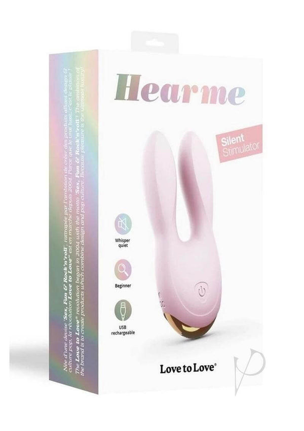 Hear Me Baby Rechargeable Clitoral Stimulator Baby Pink packaging with playful design and USB rechargeable feature.