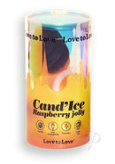 Cand Ice Rechargeable Clitoral Stimulator Raspberry Jolly in colorful packaging showcasing its fun design.