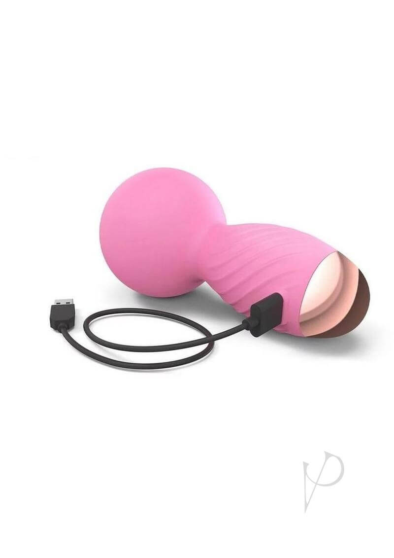 Itsy Bitsy Tiny Wand Massager Pink with USB charging cable, compact design, perfect for travel and powerful vibrations.
