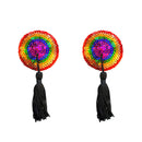 Neva Nude Pasty Reusable Burlesque Rainbow sequined pasties with tassels in vibrant colors.