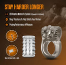Stay Hard Vibrating Cock Ring Set with Beaded Sleeve features 10 vibration modes and enhances pleasure and performance.