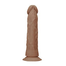 Realrock Dong Without Testicles 10 Inch Tan realistic design with pronounced head and textured surface.