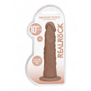 Realrock Dong Without Testicles 10 Inch Tan packaging showcasing the realistic design and features.