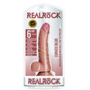 RealRock 6 Inch Curved Realistic Dildo With Balls Tan packaging showcasing its premium quality and features.