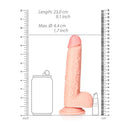 8 Inch Straight Realistic Dildo With Balls Suction Cup Flesh with measurement scale for size reference.