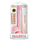 8 Inch Straight Realistic Dildo With Balls Suction Cup Flesh in packaging displaying premium features and realistic design.