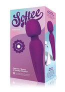 Bodywand Softee Rechargeable Silicone Wand Purple package showcasing its soft silicone and features.