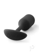 B-Vibe Snug Plug 2 Silicone Weighted Anal Plug Black displayed on a white background.