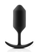 B-Vibe Snug Plug 3 Silicone Weighted Anal Plug Black, ultra-comfortable butt plug for pleasurable sensations.