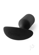 B-Vibe Snug Plug 3 Silicone Weighted Anal Plug Black displayed on a white background.