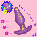 Bang Vibrating Butt Plug with Digital Remote Control Purple dimensions 1.4 inch and 4 inch, made of premium silicone.