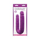 Colours DP Pleasure Dual Ended Dildo Purple in packaging, featuring two insertable ends for versatile pleasure.