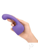 Le Wand Petite Curve Silicone Attachment Cover Violet held in hand, showcasing its ergonomic design for targeted pleasure.