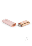 Le Wand Deux Silicone Clitoral Vibrator Rose Gold USB rechargeable compact design with dual motors for clitoral stimulation.