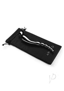 Le Wand Swerve Dual End Probe Stainless Steel resting on a black velvet pouch.