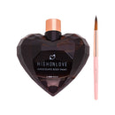 HighOnLove Dark Chocolate Body Paint in a heart-shaped bottle with a brush, perfect for playful intimate moments.