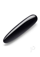 Le Wand Crystal Slim Wand with Silicone Ring Black Obsidian, sleek black stone wand for dual stimulation pleasure.