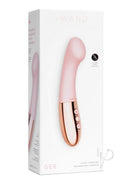 Le Wand Gee Silicone G-Spot Vibrator Rose Gold packaging with product details and design.