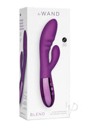 Le Wand Blend Rechargeable Silicone Rabbit Vibrator Cherry packaging displaying powerful dual motor features.