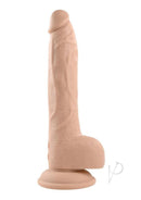 Thrust In Me Thrusting Vibrating Realistic Dong Vanilla in soft vanilla tone with textured detail and suction cup base.