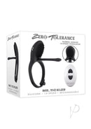 Zero Tolerance Mr Tickler Remote Control Cock Ring Black packaging with 10-speed stimulator and wireless control.